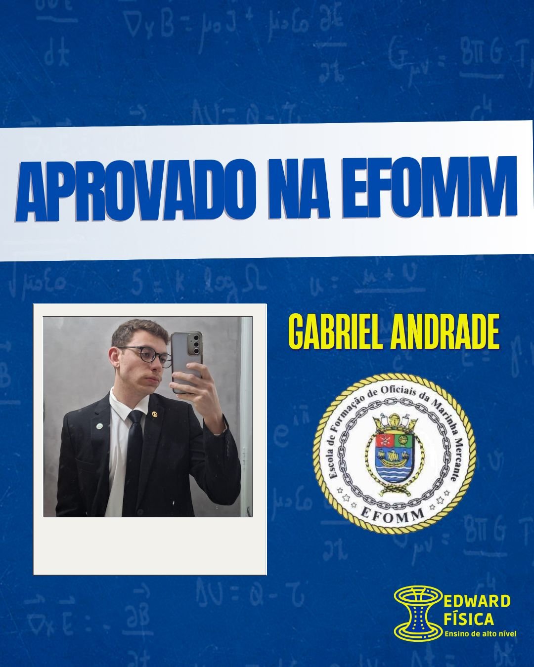 Gabriel Andrade, aprovado na EFOMM